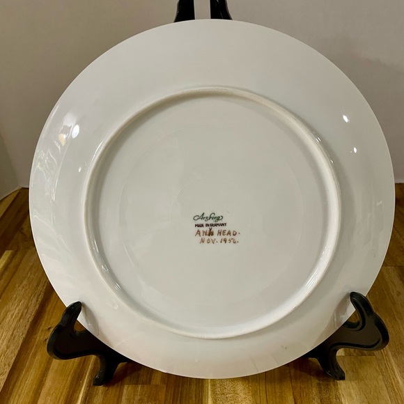 1956 Arzberg Germany Hand Painted 10” Porcelain Plate Floral Artist Signed - Picture 4 of 6